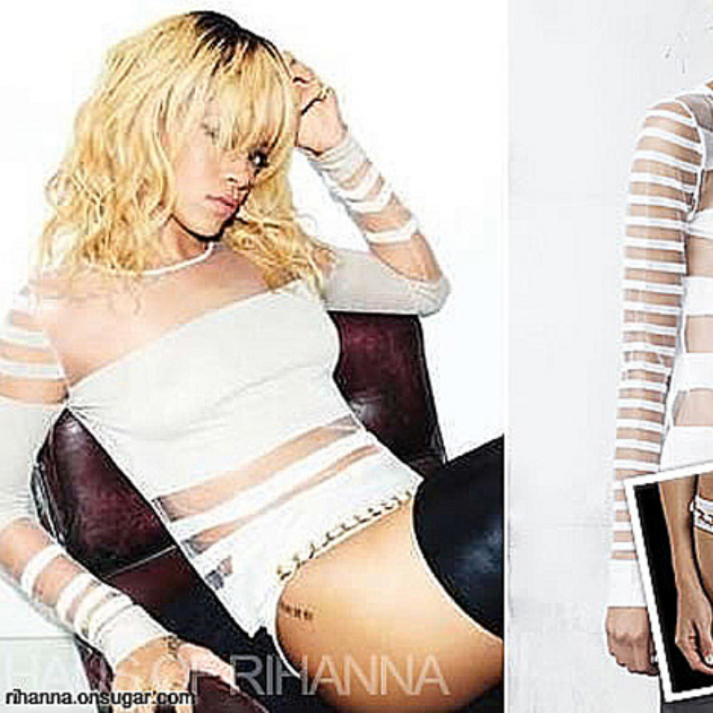$268  EDUN Coral SHEER Crewneck SILK Sweater RIHANNA* L